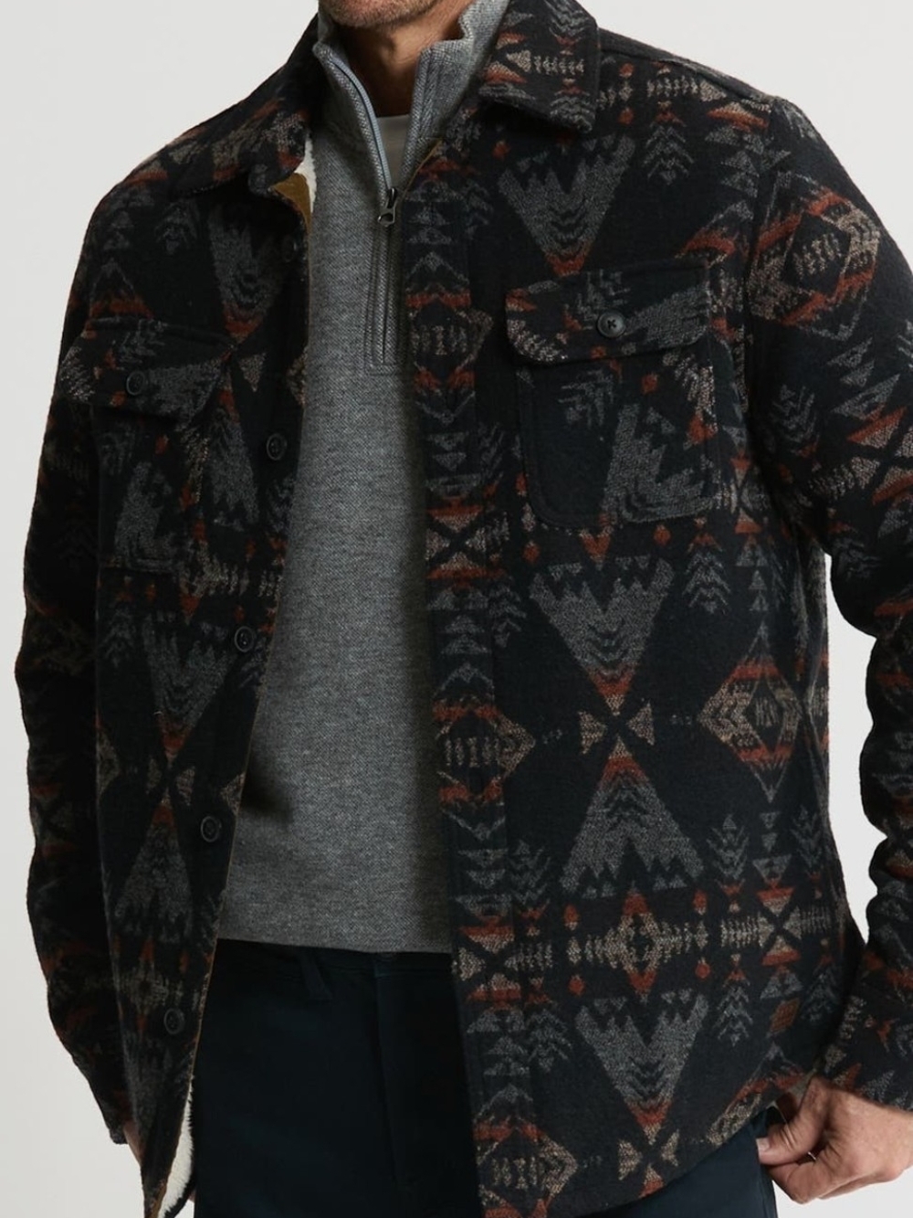 Jachs New York Wool Blend Sherpa Lined Shirt Jacket